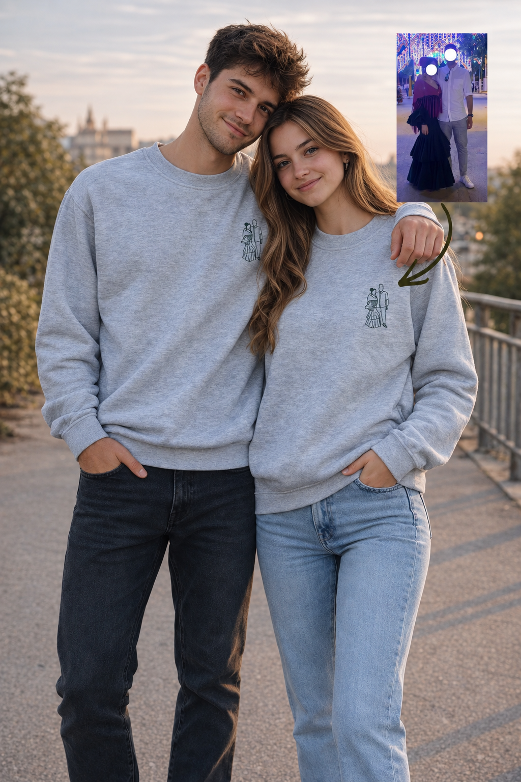 PAKET 2 PERSONALIZIRANIH PULOVERJEV – SILHUETA OSEB NA FOTOGRAFIJI