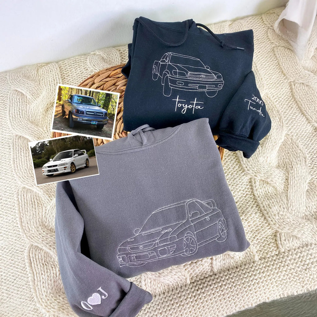 Obris avtomobila na sredini oblačila